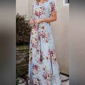 Baltic Born Blue Maxi Sundress with Flutter Sleeves